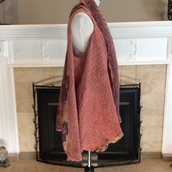 Custom one of a kind Handmade French Felted Wool tunic vest - Picture 3 of 5